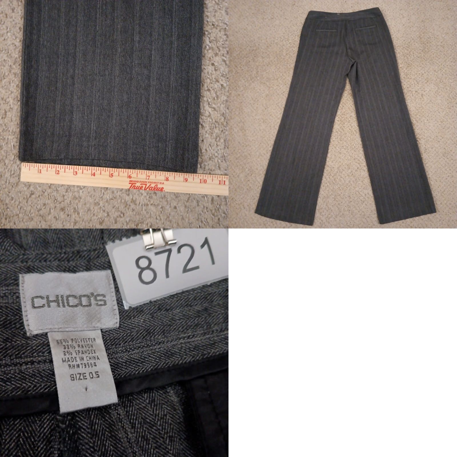 Vintage Chico's Dress Pants Womens 0.5 Gray Herringbone Flat Front 32x32 Mid Rise Pants Women) Size 25" / US 0 / IT 36 - 8 Thumbnail
