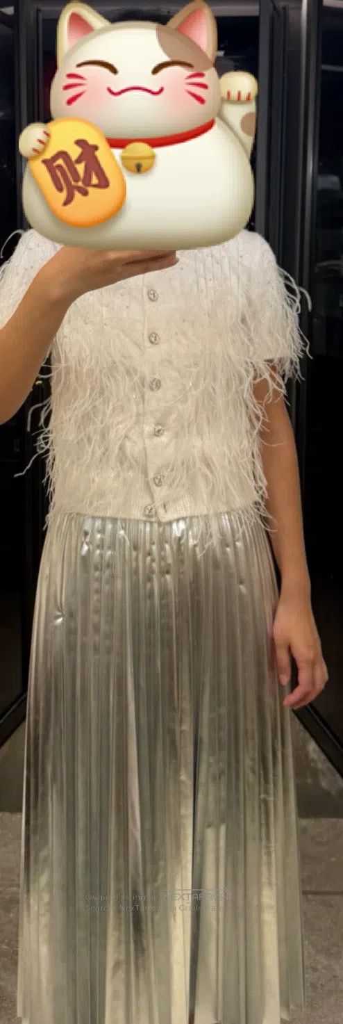 Junya Watanabe Junya Watanabe size S Silver pleated skirt Size 23" - 2 Thumbnail