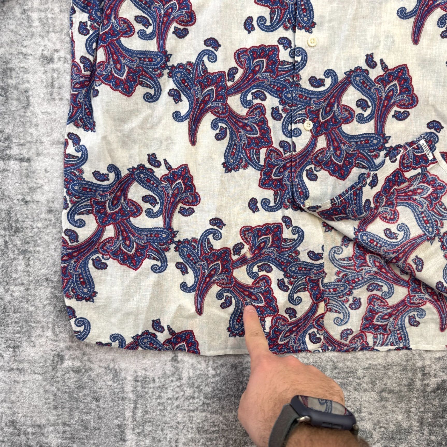 Cremieux Cremieux Shirt Mens Large White Paisley Linen Blend Button Down Party Retro READ Size US L / EU 52-54 / 3 - 3 Thumbnail