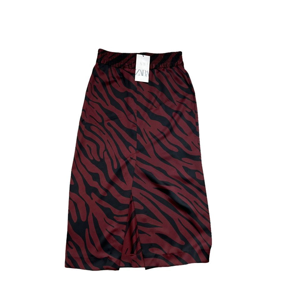 Zara NWT Zara Animal print pencil skirt Maroon Size 28" / US 6 / IT 42 - 10 Thumbnail