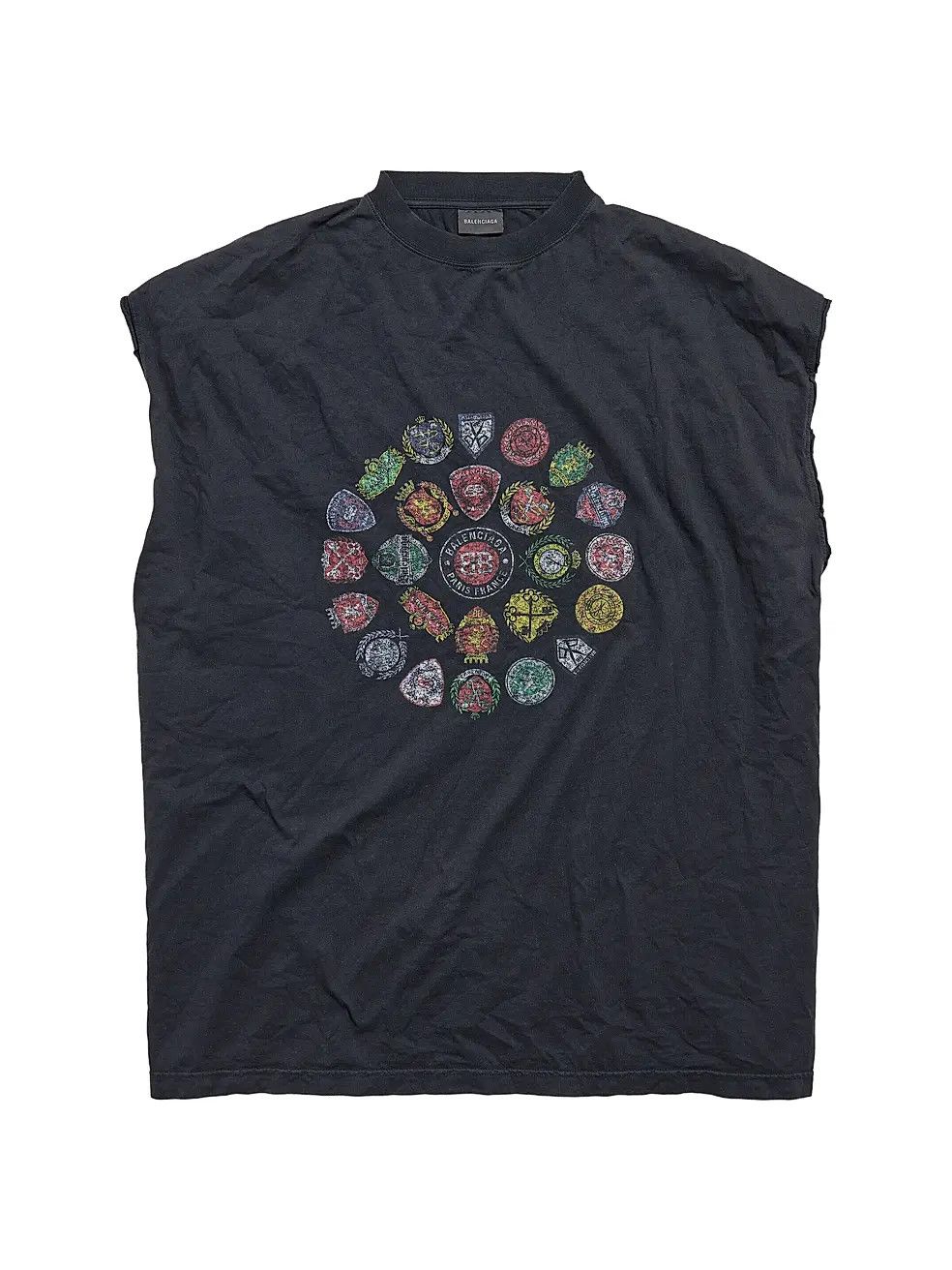 Balenciaga os11x0326 Spiral Crest Sleeveless T-Shirt in Black Size US XL / EU 56 / 4 - 1 Thumbnail