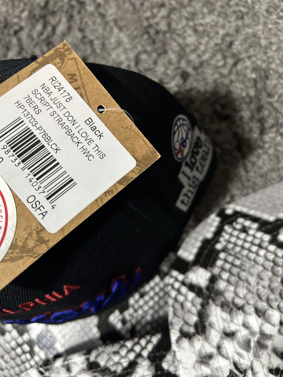 Just Don × Mitchell & Ness Just Don Sixers Snakeskin strapback hat Size ONE SIZE - 10 Thumbnail