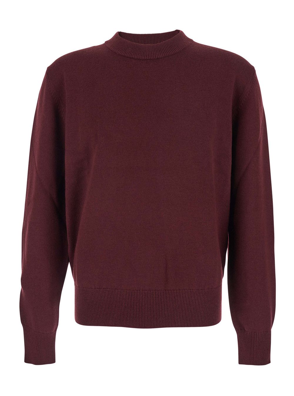 Sunflower Bordeaux Crew Neck Sweater with Dropped Shoulder in Wool Blend Man Size US L / EU 52-54 / 3 - 1 Thumbnail