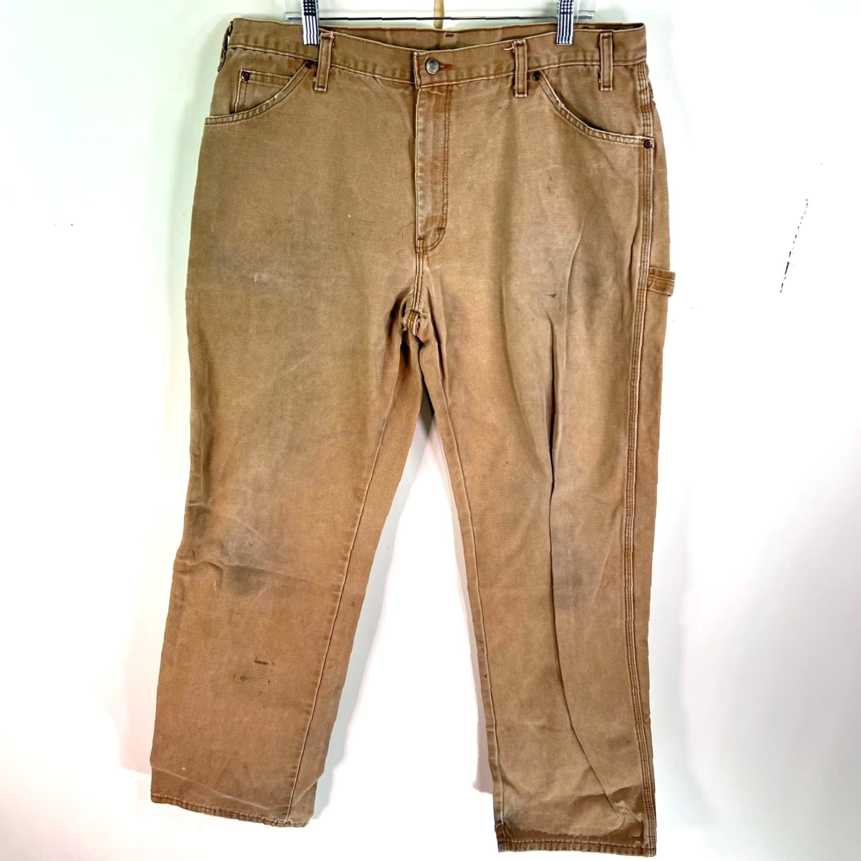 Dickies VINTAGE Dickies Carpenter Distressed Jeans Mens Size 38 (38X34) Brown High Rise 90s Hip Hop Size US 38 / EU 54 - 2 Thumbnail