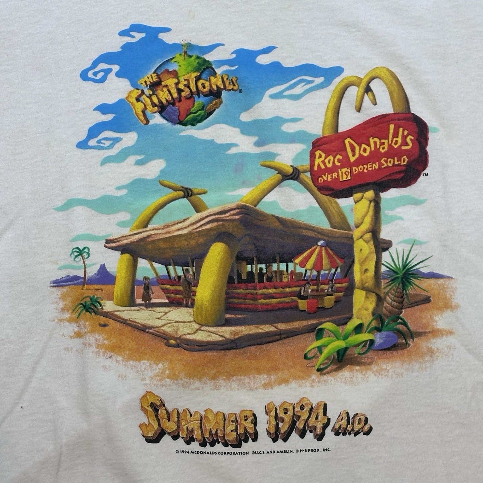 Vintage 1994 The Flintstone RocDonald's McDonalds Movie Promo Tee XL Size US XL / EU 56 / 4 - 7 Thumbnail