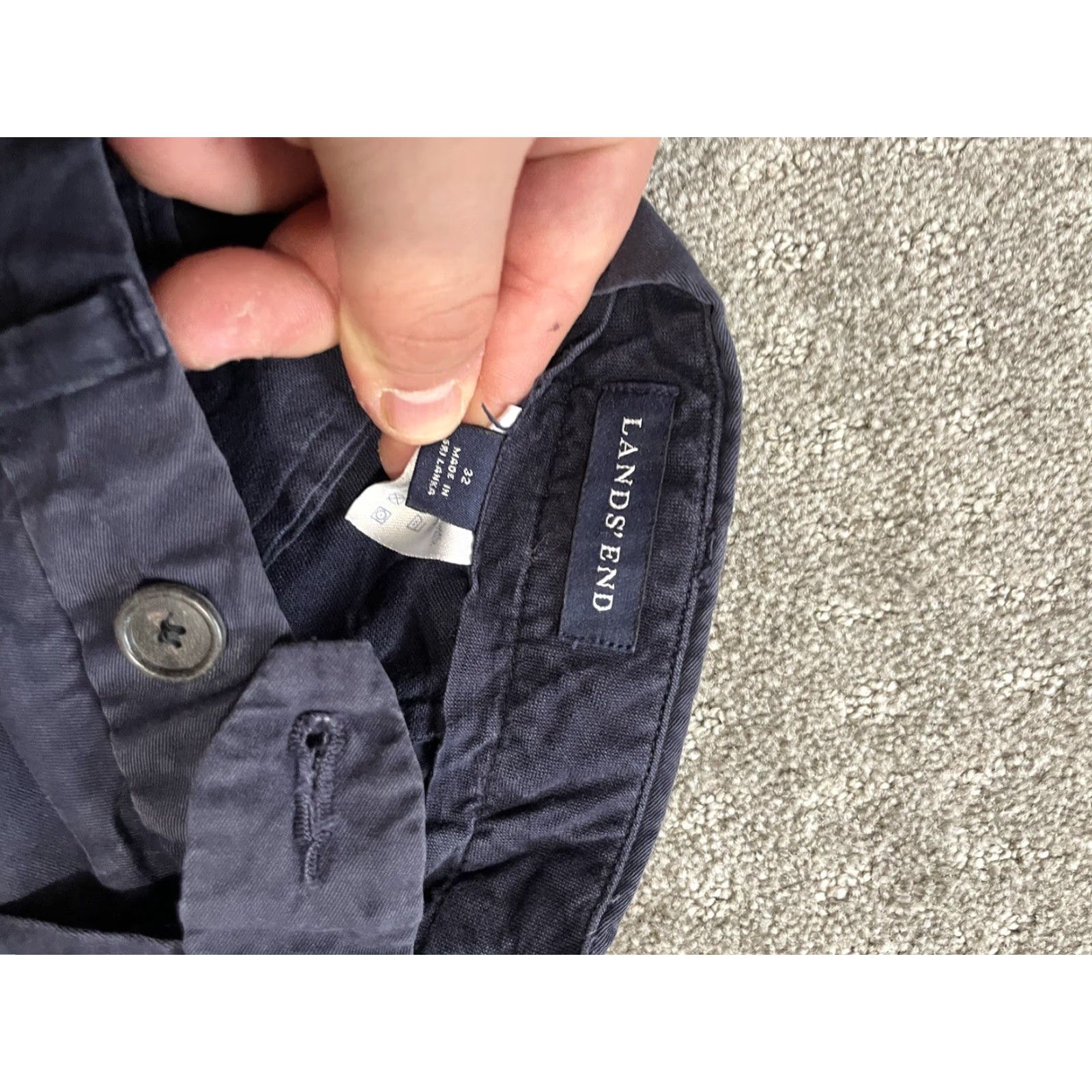 Lands' End Lands End Flat Front Chino Shorts Mens 32 Inseam 9" Navy 100% Cotton Pockets Belt Loops Twill Regular Rise Mid 10-12" Casual Size US 32 / EU 48 - 2 Thumbnail