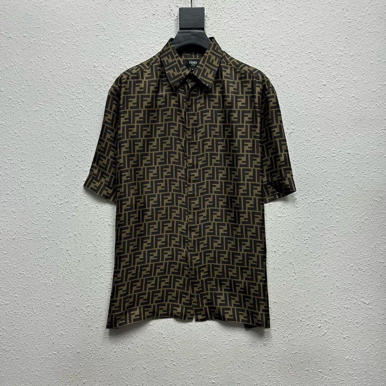 Fendi Fendi Brown FF Silk Short-Sleeve Shirt Size US XXS / EU 40 - 1 Thumbnail