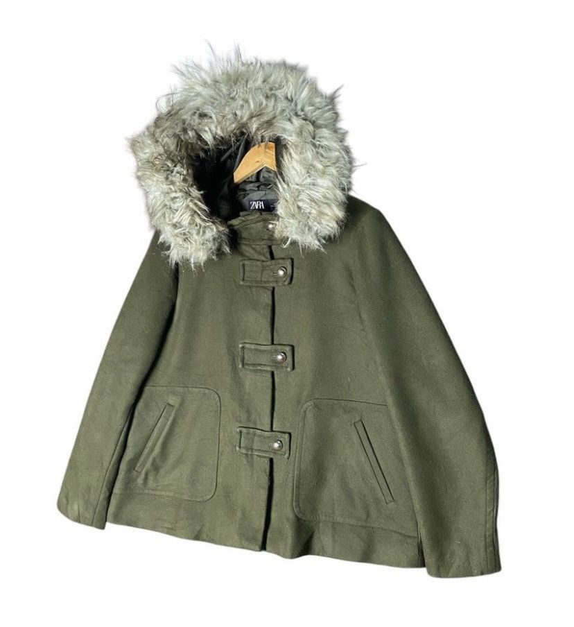 Zara 2000s - Zara Fur & Faux Fur Wool Jacket Size L / US 10 / IT 46 - 2 Thumbnail