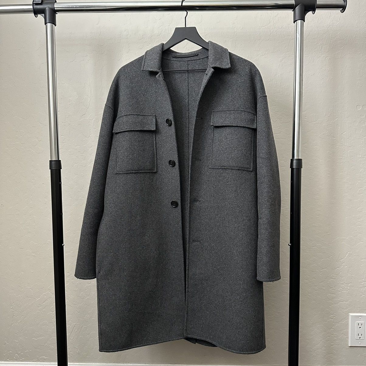 image of Allsaints All Saints Ark Wool-Blend Gray Coat in Grey, Men's (Size XS)