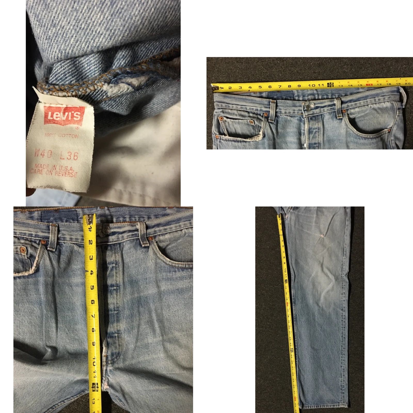 Levi's VINTAGE Levi's 501 Jeans Mens 38 Blue Distressed Button Fly Straight 33 Inseam USA 80s 90s Grunge Punk Rock Biker 1980s 1990s Size US 38 / EU 54 - 8 Thumbnail