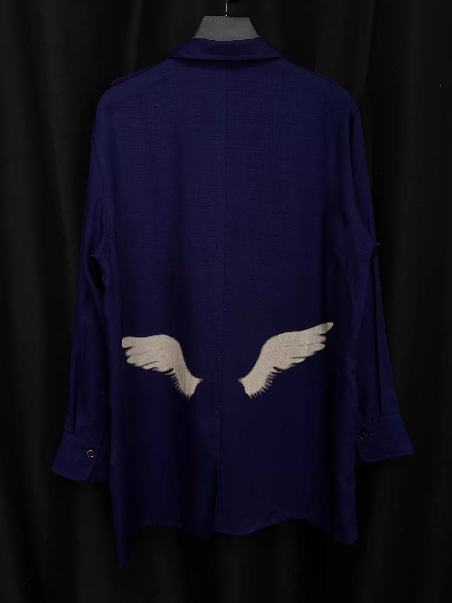 Yohji Yamamoto Blue Long Sleeve Shirt with White Wing Design Size US M / EU 48-50 / 2 - 1 Thumbnail