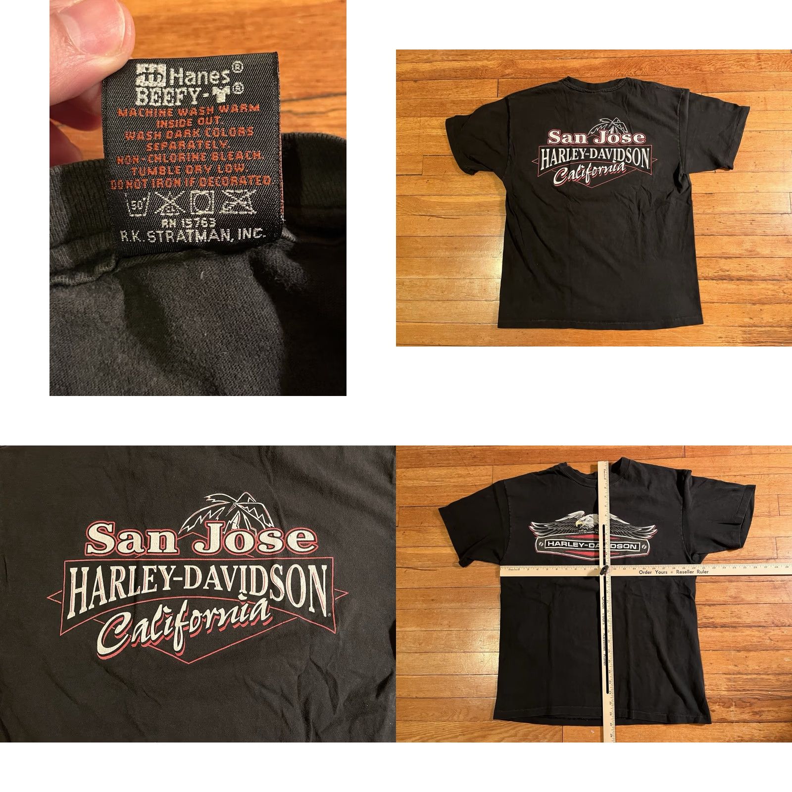 Harley Davidson VINTAGE Harley-Davidson San Jose California Shirt Men’s L Black 90s RK Stratman Size US L / EU 52-54 / 3 - 8 Thumbnail