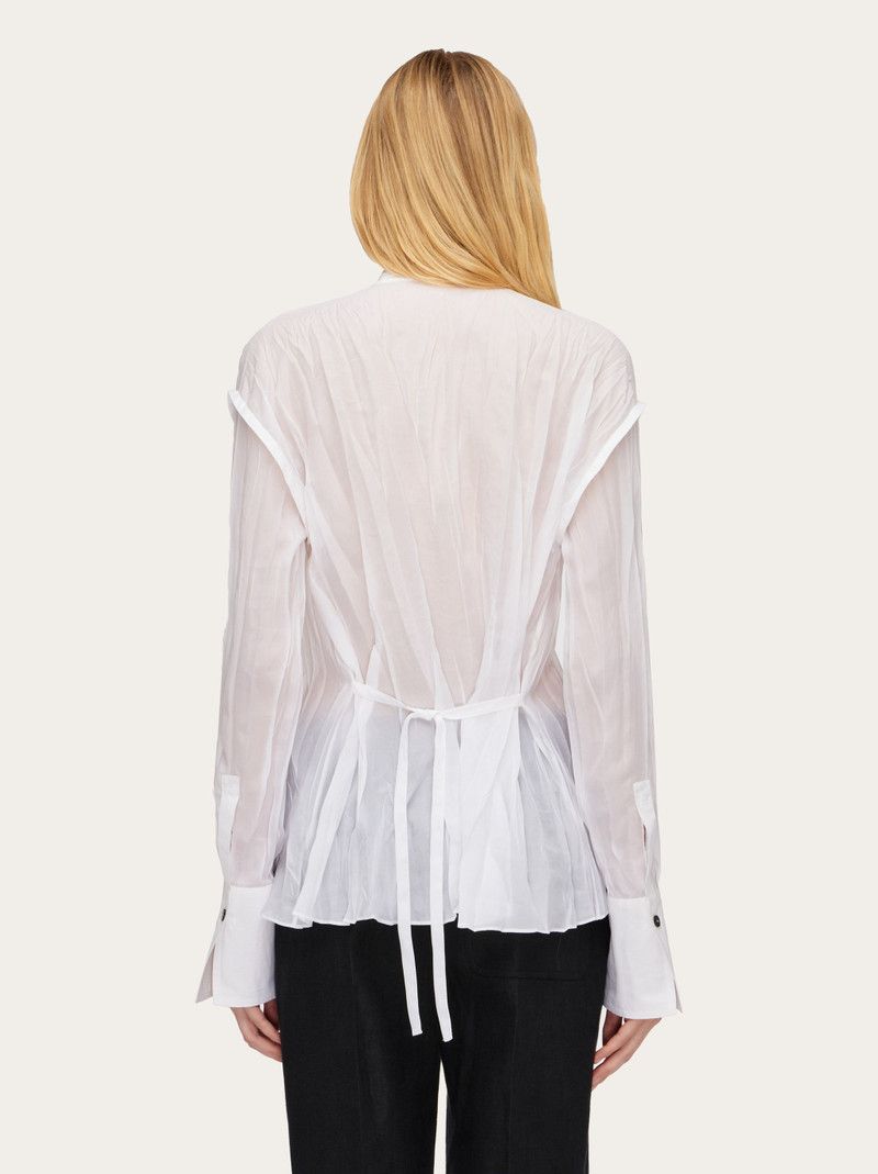 Salvatore Ferragamo o1s1rm0126 Irregular Pleat Shirt in White Size S / US 4 / IT 40 - 3 Thumbnail