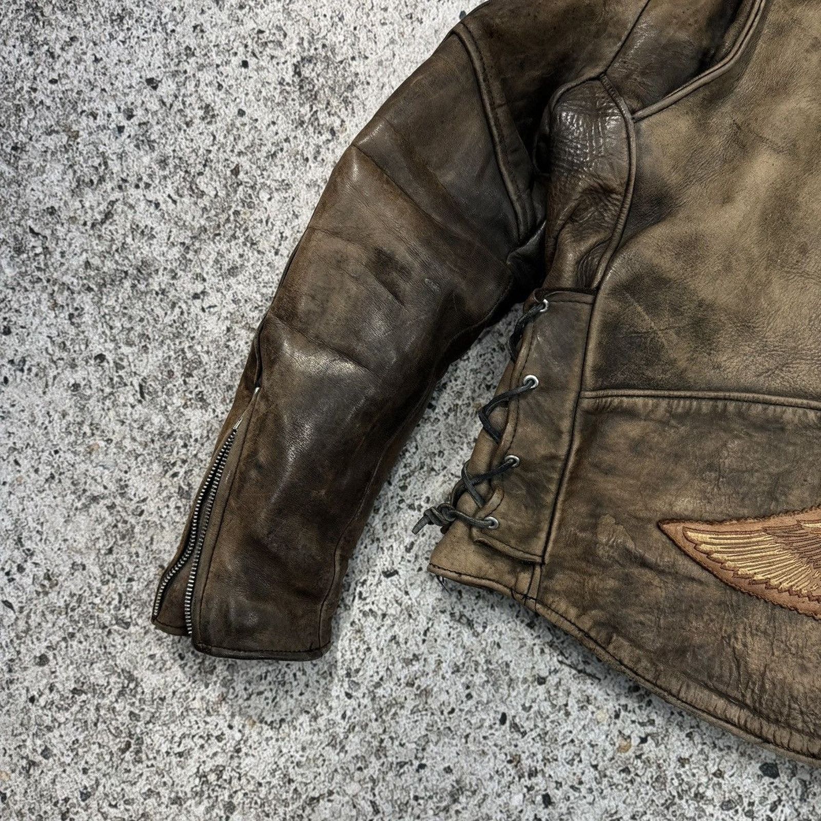 Vintage 90s Aged Faded Leather Motorcycle Jacket ERD Grunge Biker Size US L / EU 52-54 / 3 - 18 Thumbnail