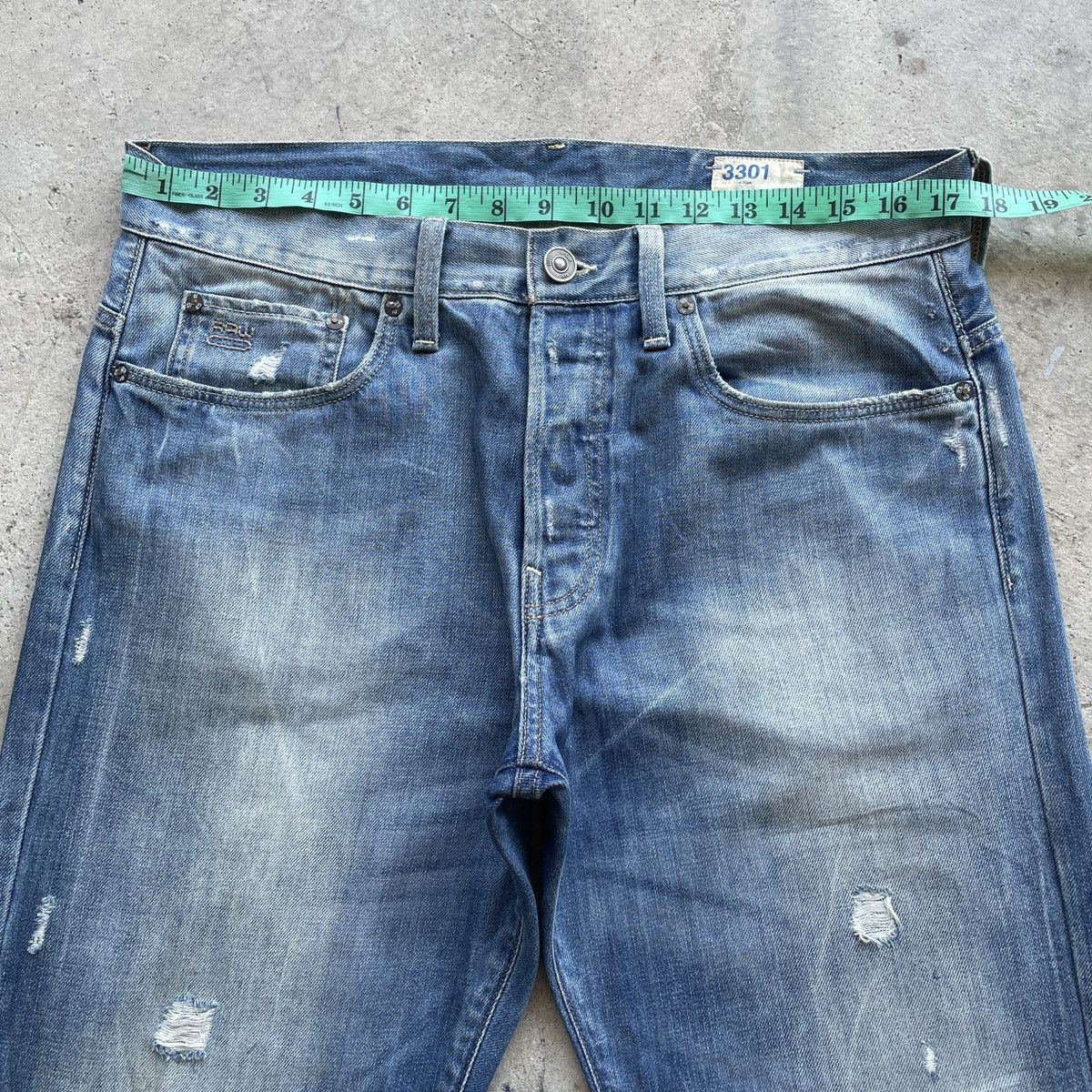 G-Star Vintage G-Star 3301 Faded Denim Distressed Jeans Pants W35 Size US 35 - 5 Thumbnail