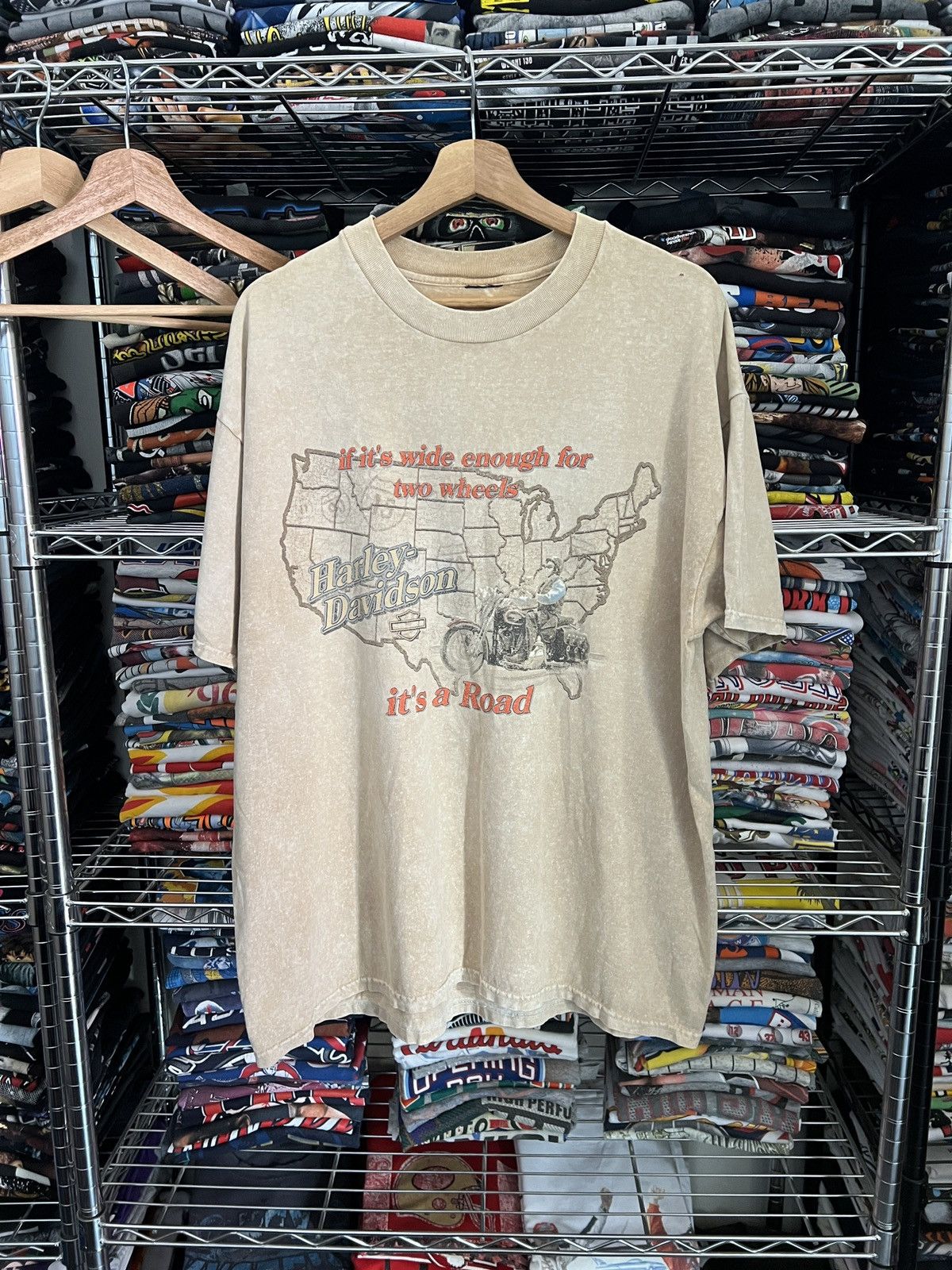 Harley Davidson 1999 H-D Wide Enough for Two Wheels Roads to Mancuso Map Tee Size US XL / EU 56 / 4 - 1 Thumbnail