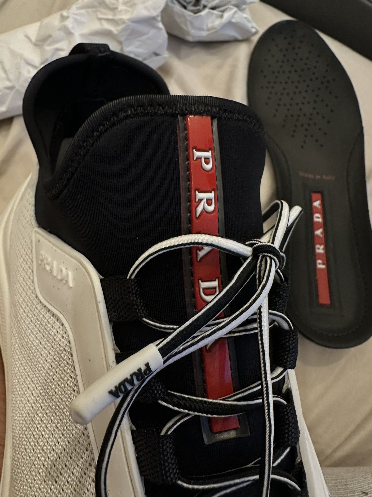 Prada Prada Neoprene Logo White Women's Size US 5 / IT 35 - 12 Thumbnail