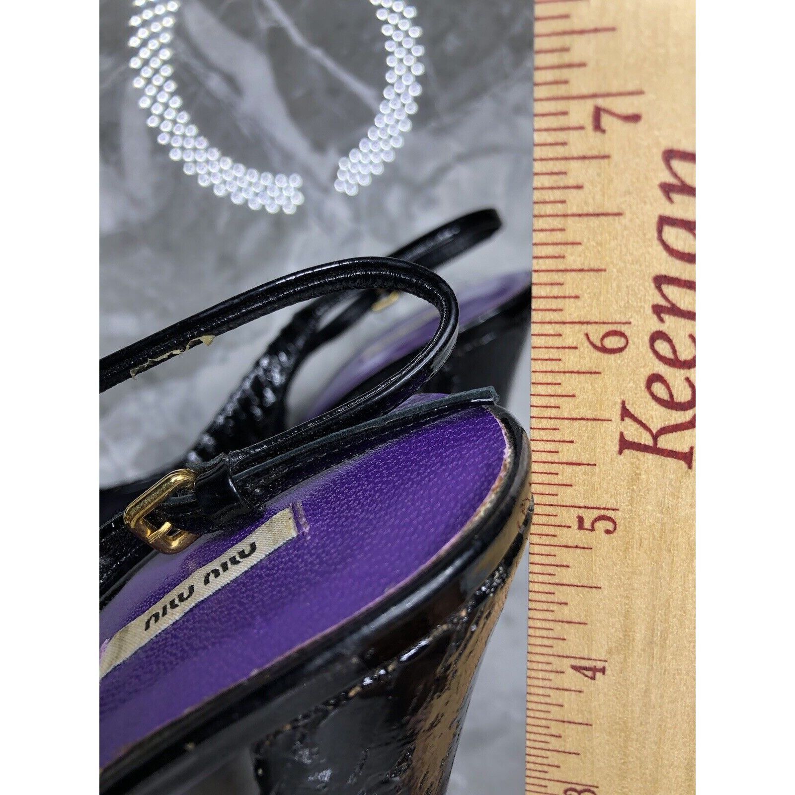 Miu Miu MIU MIU Black Patent Leather Peep Ankle Strap Platform Stile Size US 8 / IT 38 - 9 Thumbnail