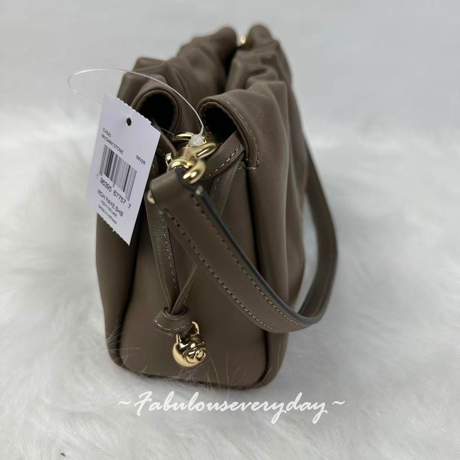 Coach Coach Faye Shoulder Bag Ruching In Leather/Gold/Dark Stone Size ONE SIZE - 4 Thumbnail