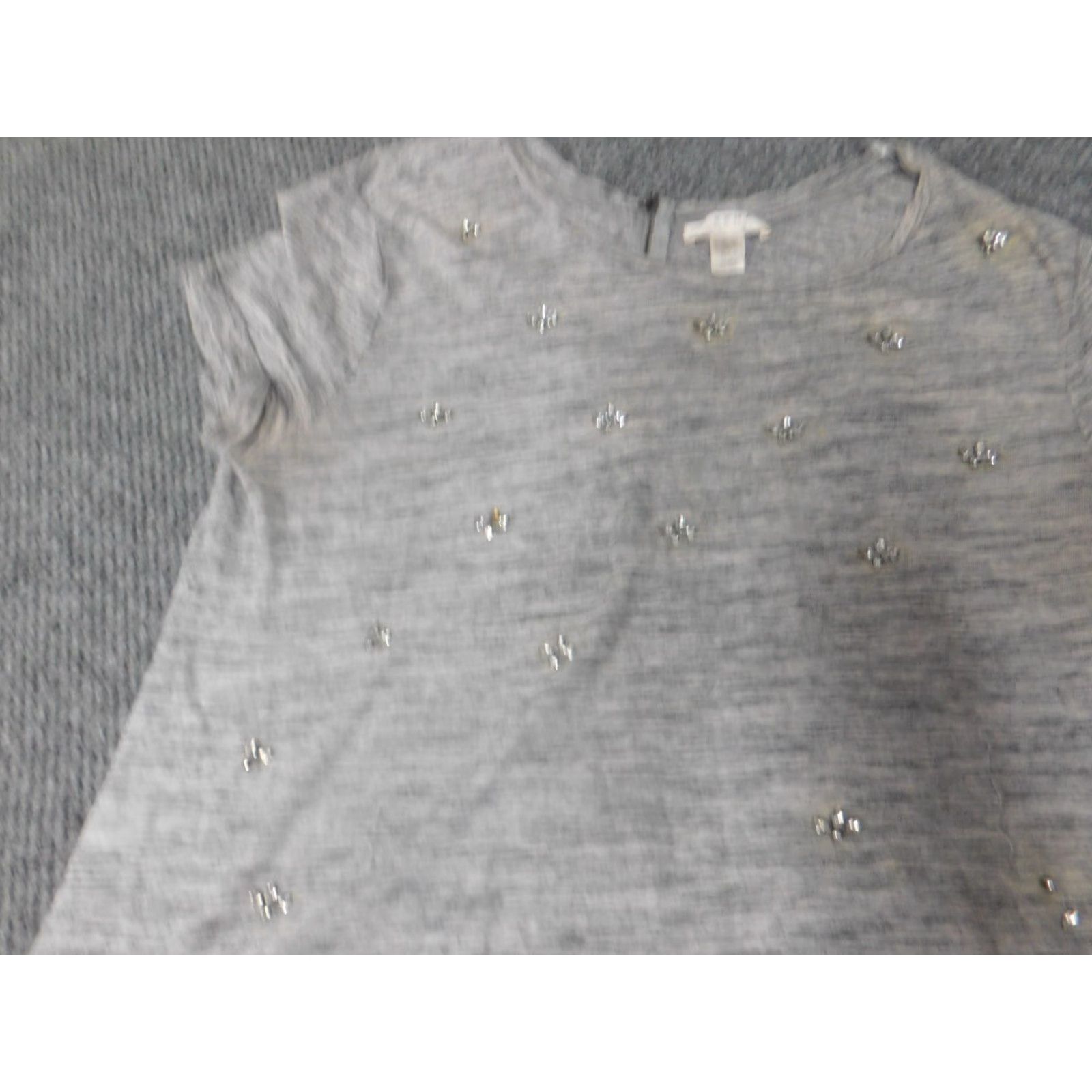Vintage Kenar Blouse Womens Large Gray Lightweight Short Sleeve Collared Floral Pattern Ruffle Casual Shirt Size L / US 10 / IT 46 - 4 Thumbnail