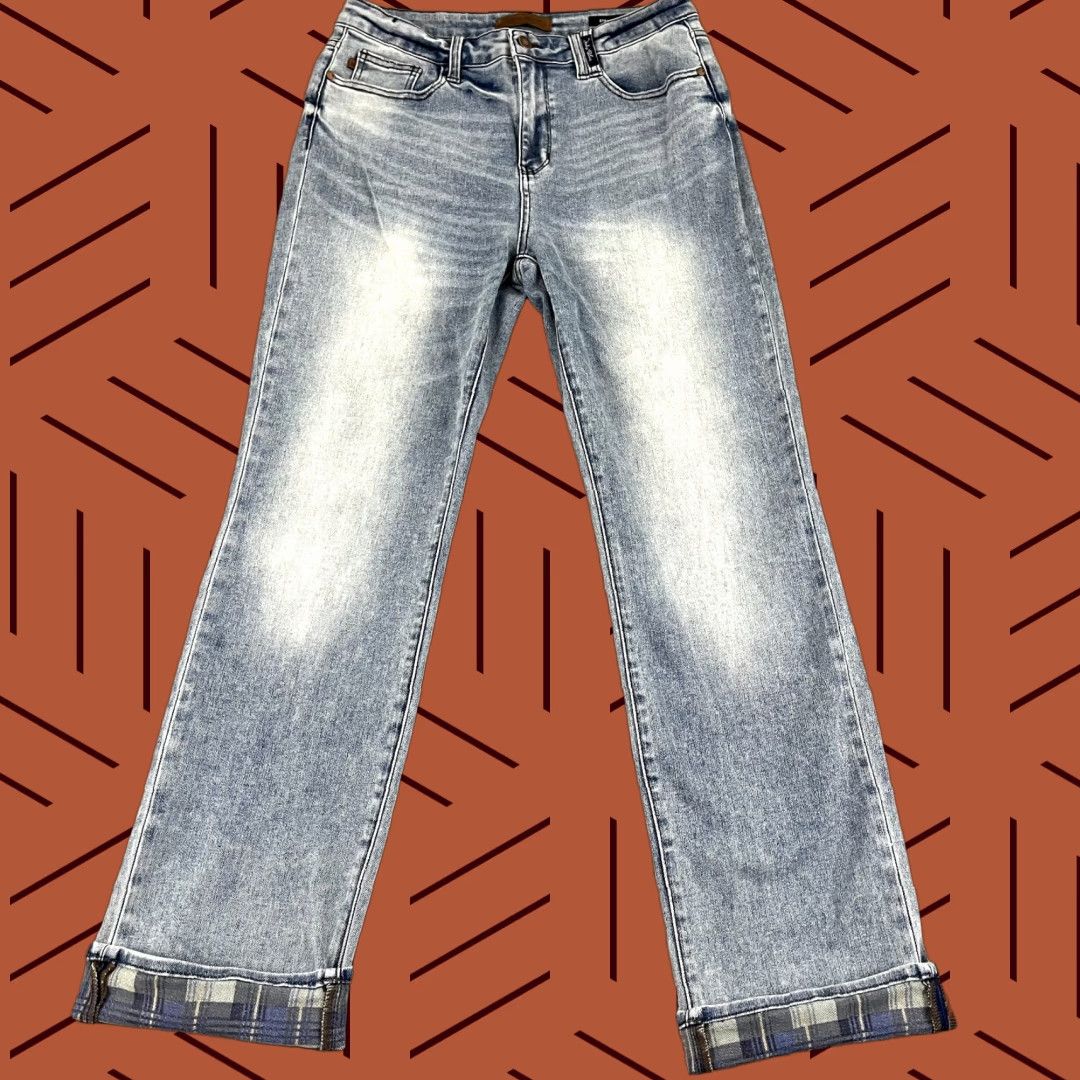Vintage Judy Blue Jeans Womens 13/31 Denim Blue Straight High Rise Vintage Cuffed 5-Pocket Jeans Size 24" / US 00 / IT 34 - 1 Thumbnail