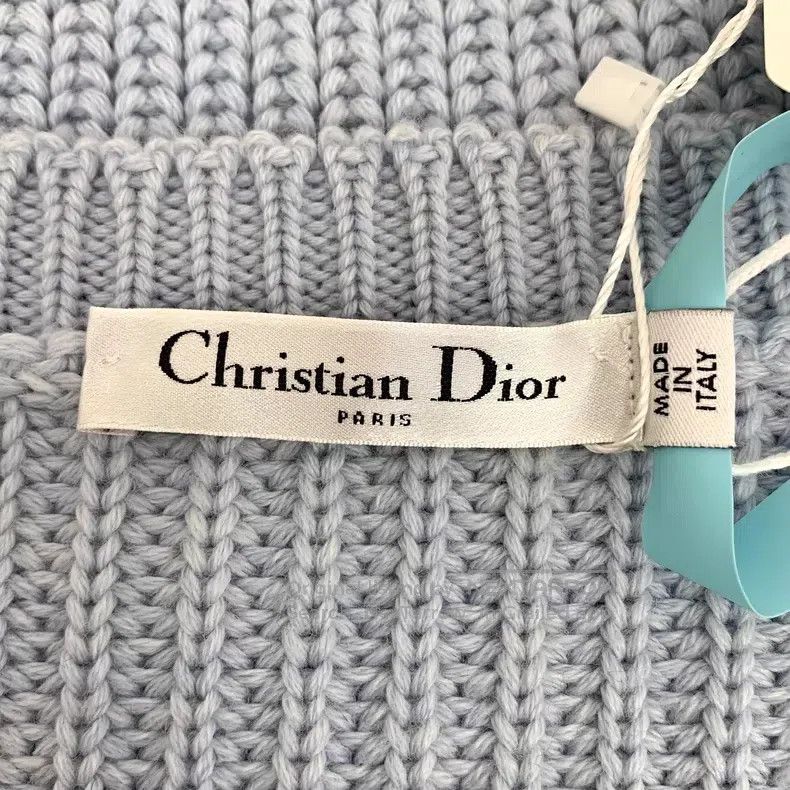 Dior Dior Light blue irregular lace design wool round neck long Size XXS / US 00 / IT 34 - 5 Thumbnail