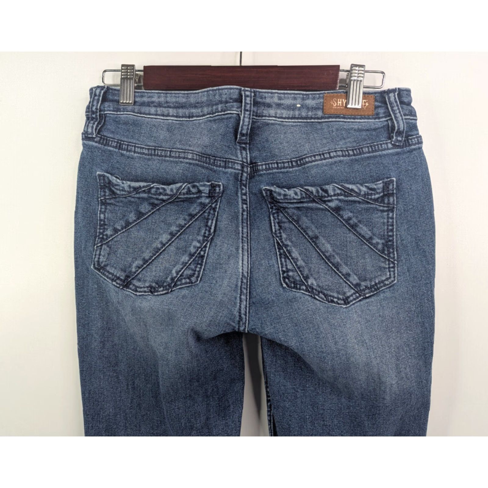 Vintage Shyanne Jeans Bootcut Denim 30 Women Blue Mid Basic 5-Pocket Stretch Comfort Logo Rhinestone Zipper Button Size 30" / US 8 / IT 44 - 3 Thumbnail