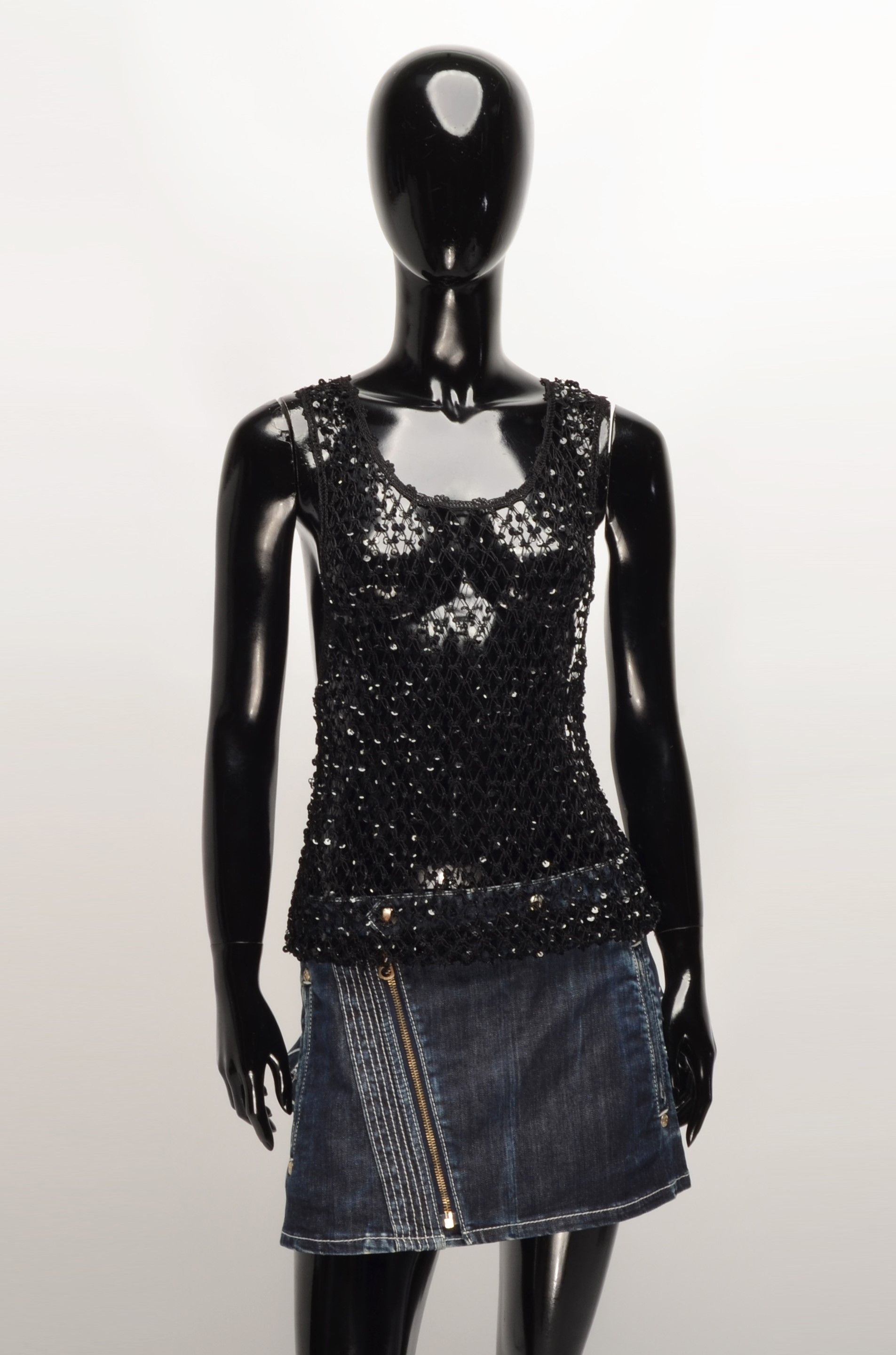 Other Vintage Y2K Grunge Crochet Sequin Net Knit Top Size ONE SIZE - 1 Thumbnail