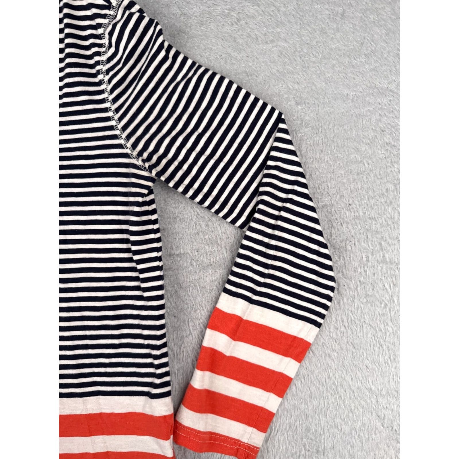 Tommy Hilfiger VINTAGE Tommy Hilfiger Shirt Women Medium Blue Orange Stripe Long Sleeve Crew Cotton Size M / US 6-8 / IT 42-44 - 2 Thumbnail