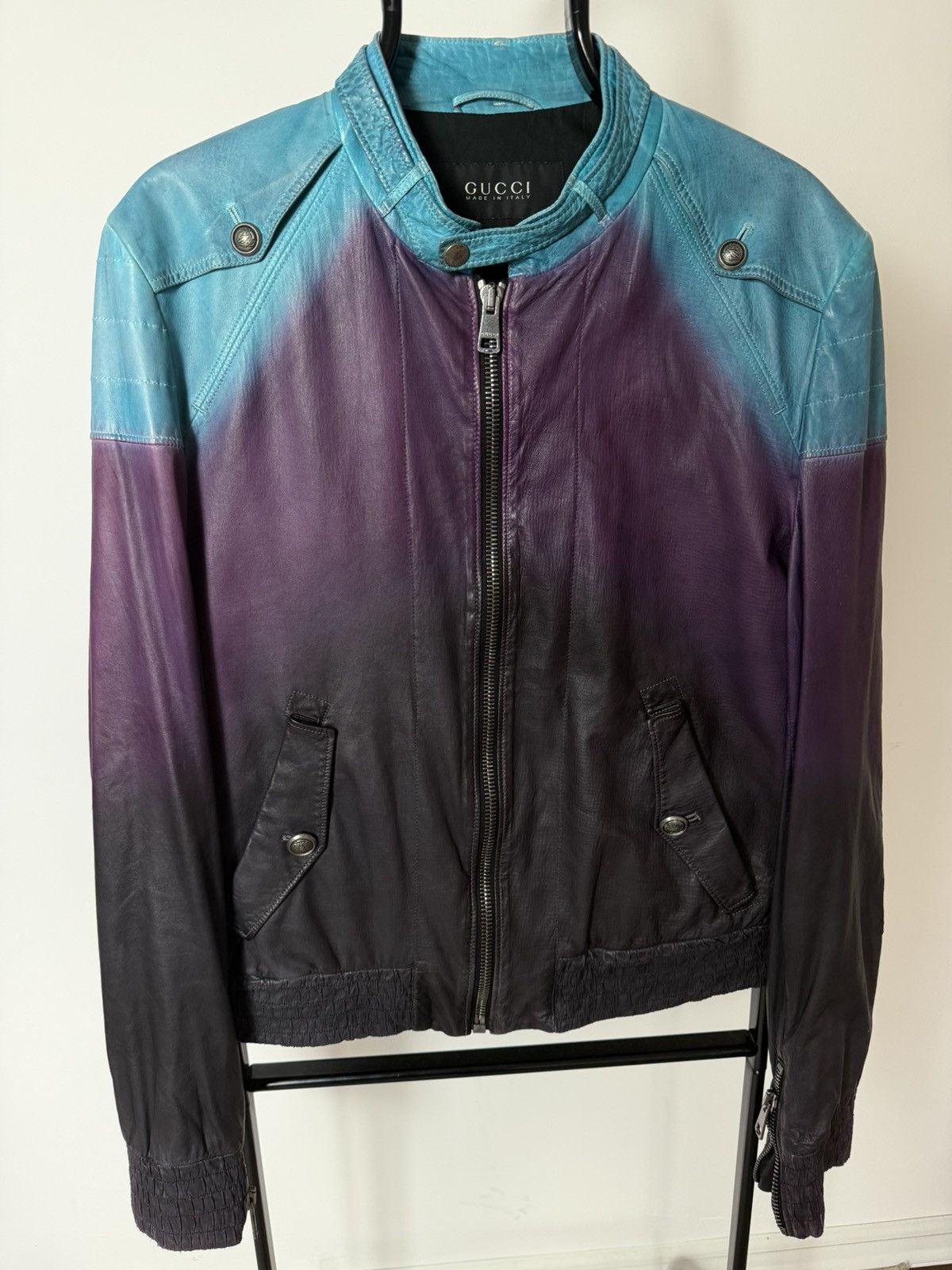 Gucci Gucci Gradient Leather Biker Jacket SS09 Frida Gianni Size US M / EU 48-50 / 2 - 1 Thumbnail