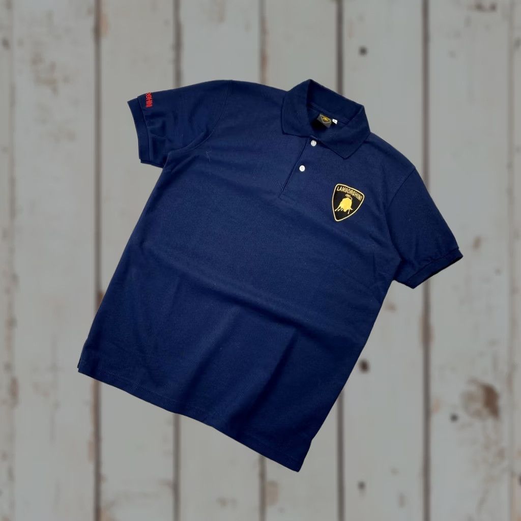 Lamborghini VINTAGE Lamborghini Polo Shirt Big Logo Men Size L Blue Size US L / EU 52-54 / 3 - 1 Thumbnail