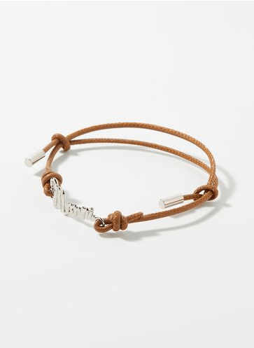 image of Aw22 Marni Logo Plaque Rope Bracelet Brown, Men's