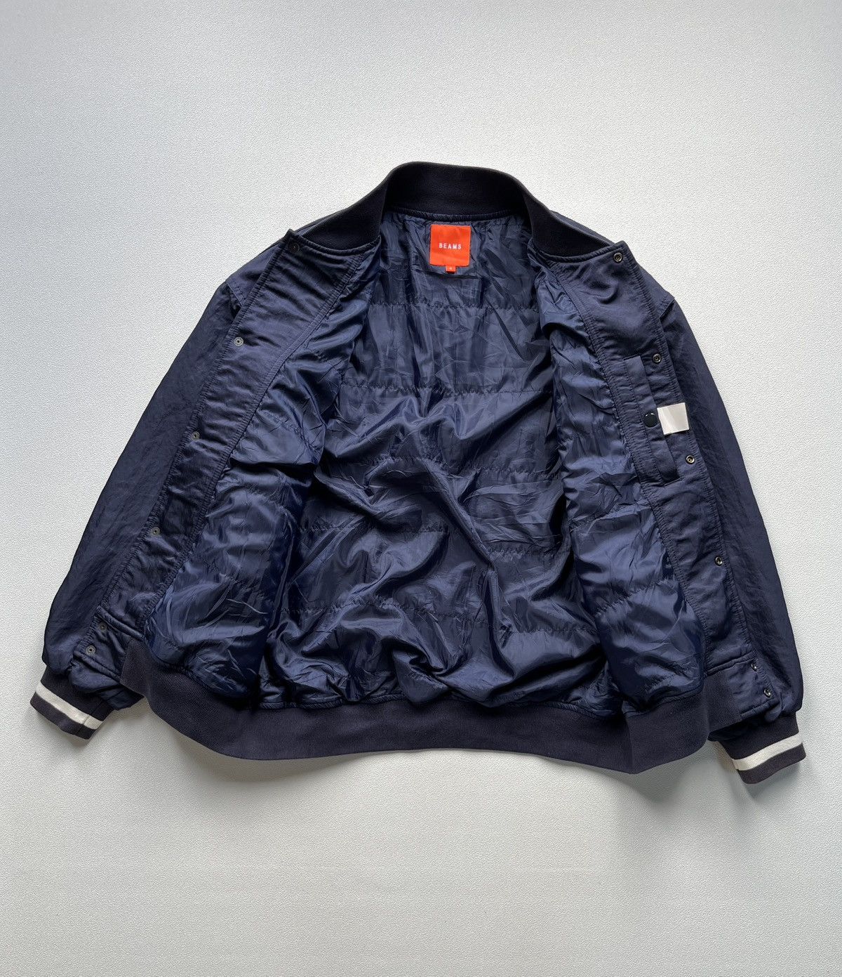 Beams Plus Beams Nylon Satin Award Jacket Navy Size US L / EU 52-54 / 3 - 5 Thumbnail