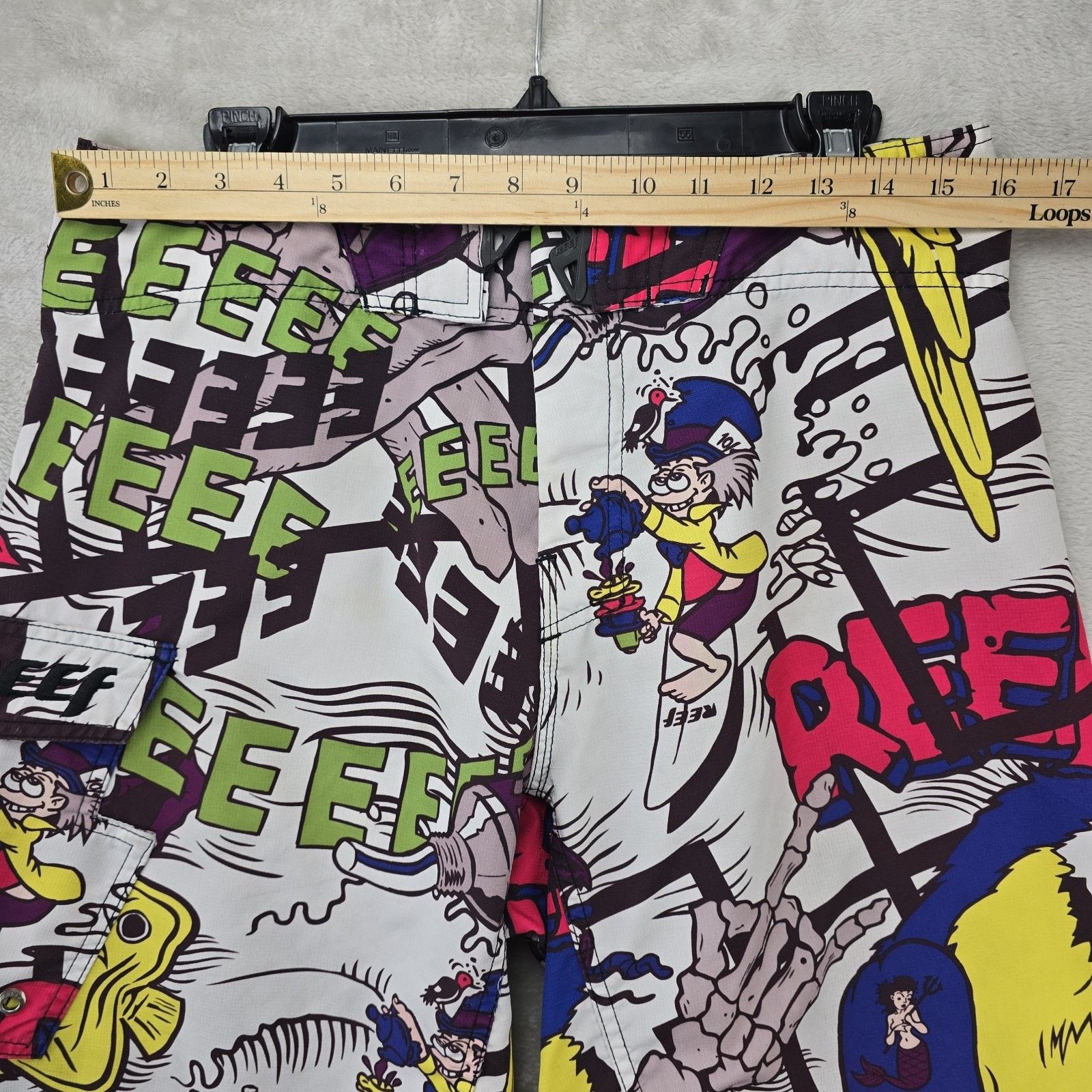 REEF Vtg Reef Board Shorts 32 AOP Had Hatter Skulls Y2K Surf Size US 32 / EU 48 - 7 Thumbnail