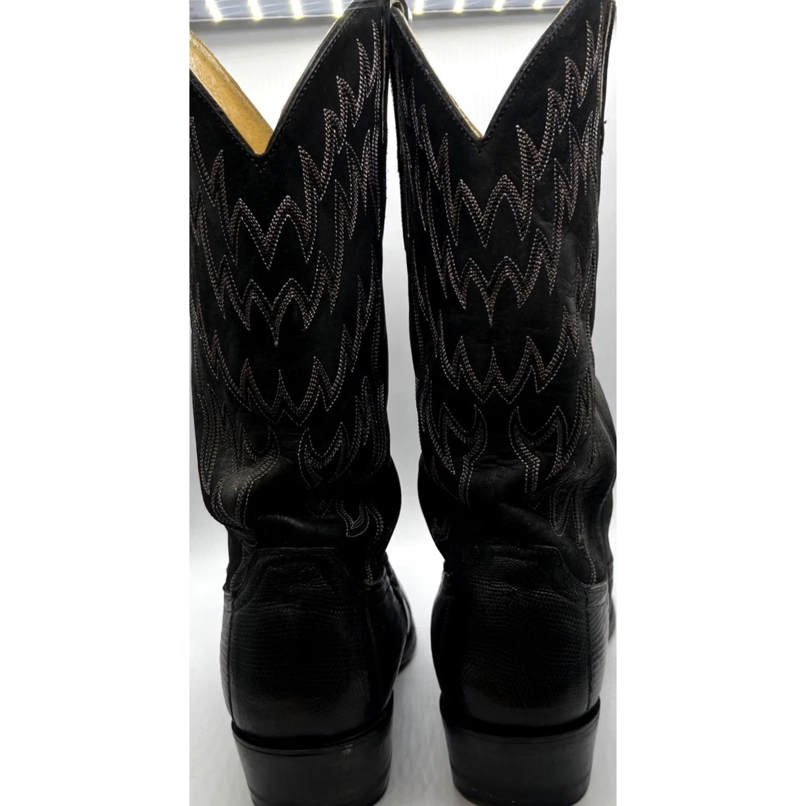 Vintage Cavender’s Teju Lizard Cowboy Boots Mens 9 D Black Exotic Western Round Toe USA Size US 9 / EU 42 - 4 Thumbnail