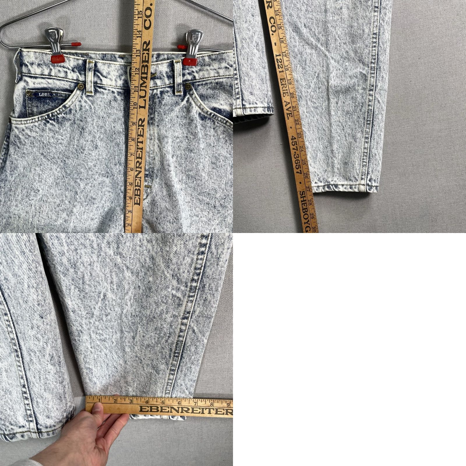 Lee VINTAGE Lee Jeans Womens 10P Petite 27x27 Acid Wash Tapered USA Blue 80s 90s Mens Size 32" / US 10 / IT 46 - 10 Thumbnail