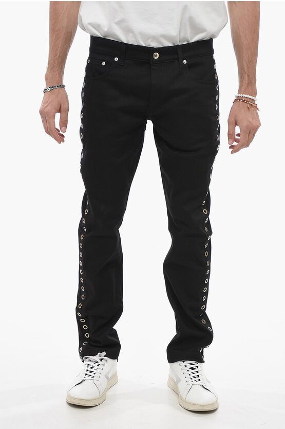 image of Alexander Mcqueen Skinny Fit Jeans With Studded Details in Black, Men's (Size 33)