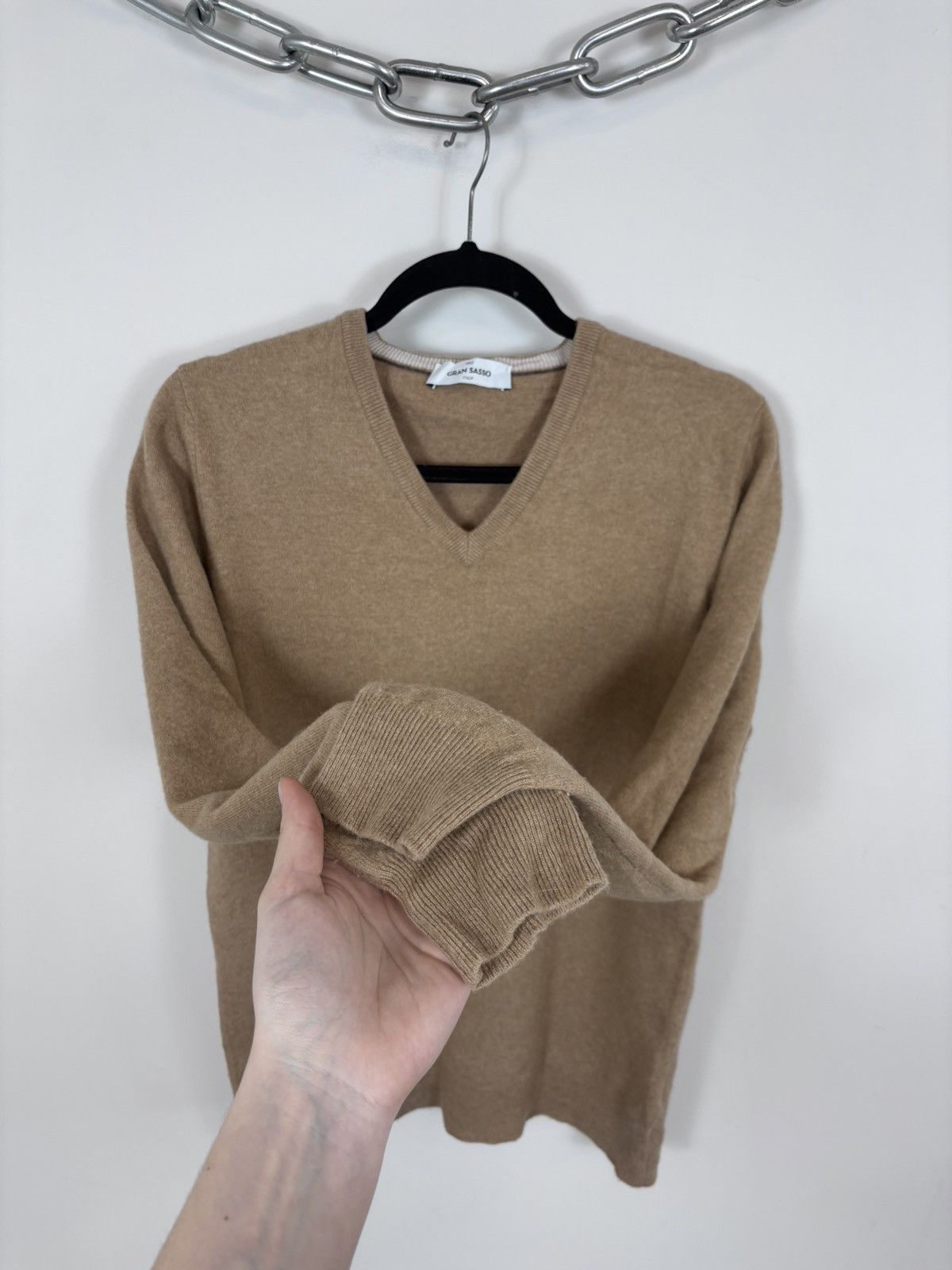 Gran Sasso Gran Sasso Men’s Italian Wool Cashmere Knit V-Neck Sweater Size US S / EU 44-46 / 1 - 7 Thumbnail