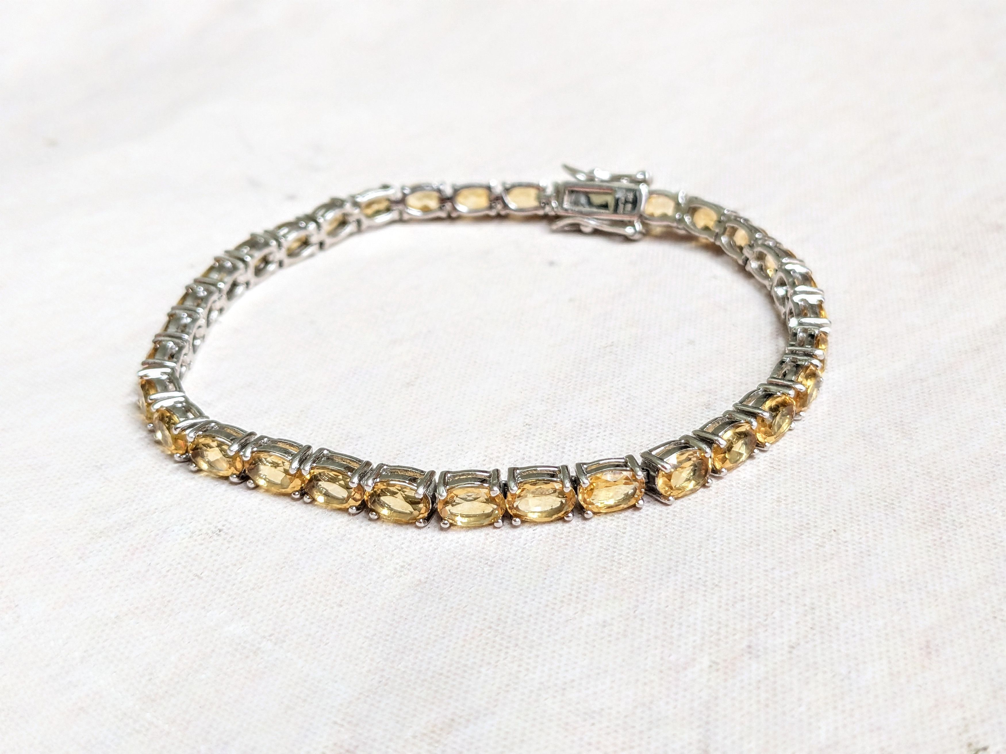 Sterling Silver Sterling Silver Tennis Bracelet Yellow Citrine Oval 8 Size ONE SIZE - 1 Thumbnail
