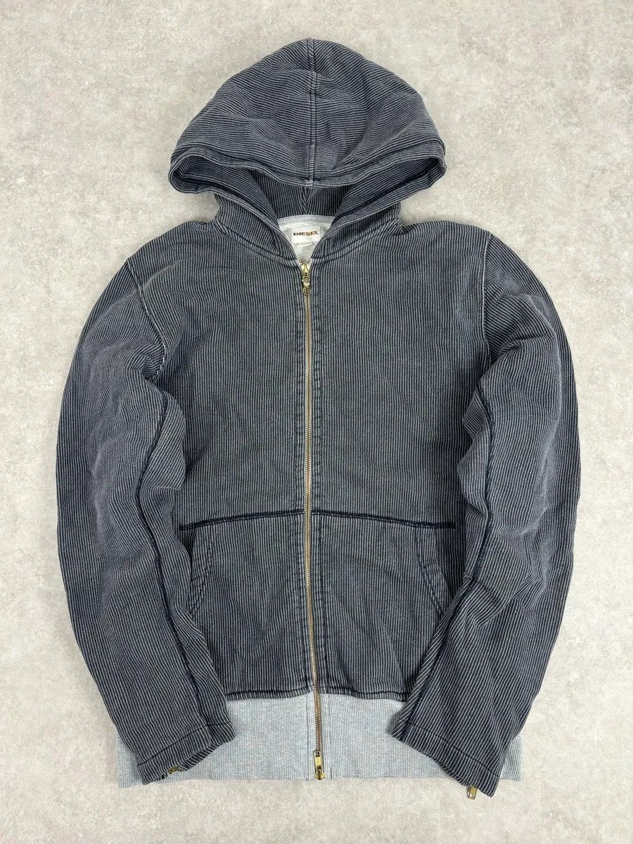 Diesel 2000s Diesel Grey Striped Cozy Zip-up Hoodie Size US L / EU 52-54 / 3 - 1 Thumbnail