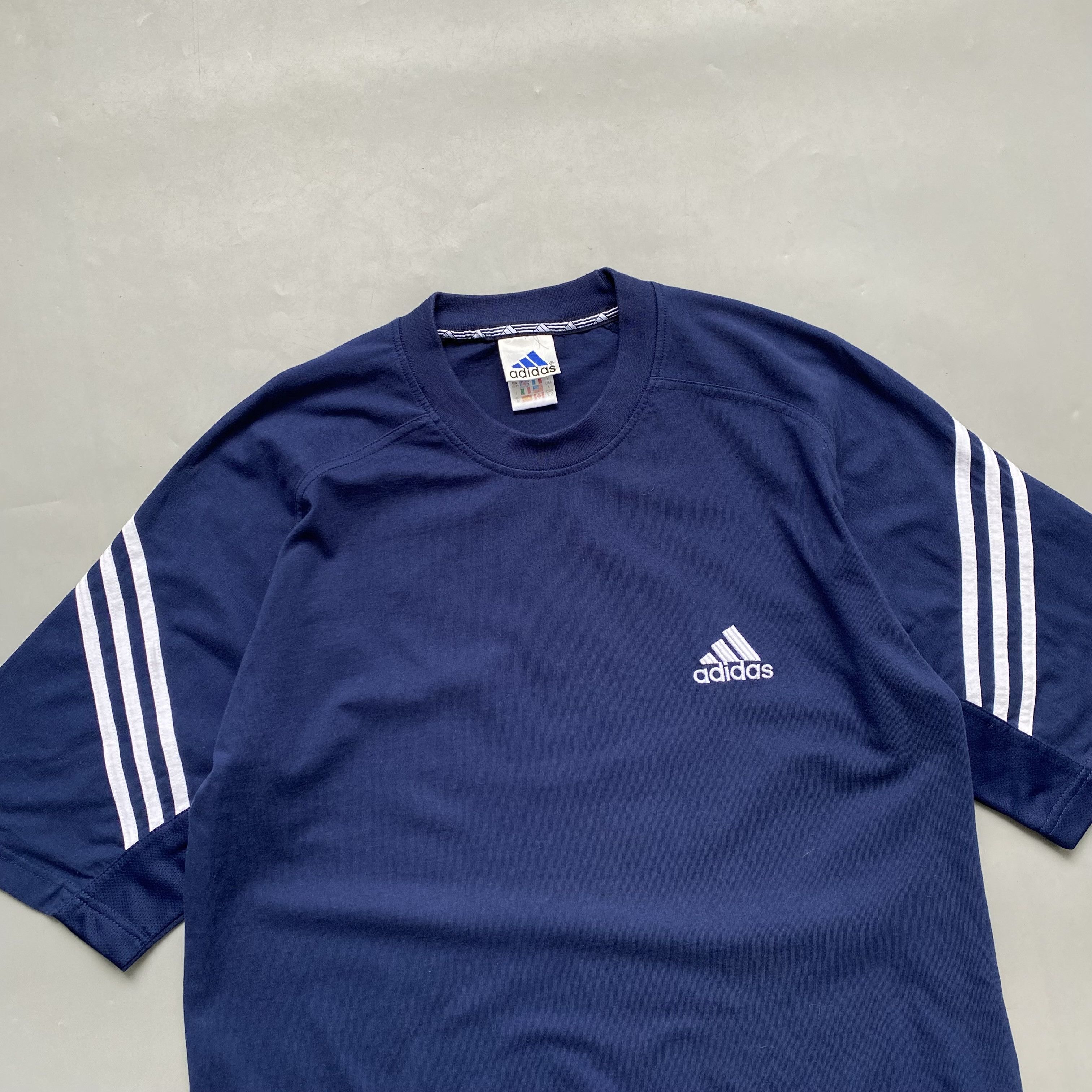 Adidas Vintage 90s Adidas Tee mini logo thre striped sportwear Size US L / EU 52-54 / 3 - 2 Thumbnail