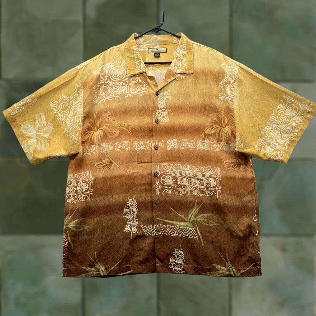 Tommy Bahama Tommy Bahama Shirt Mens XL Hawaiian Silk Tiki Floral Ombre Dad Orange Size US XL / EU 56 / 4 - 1 Thumbnail