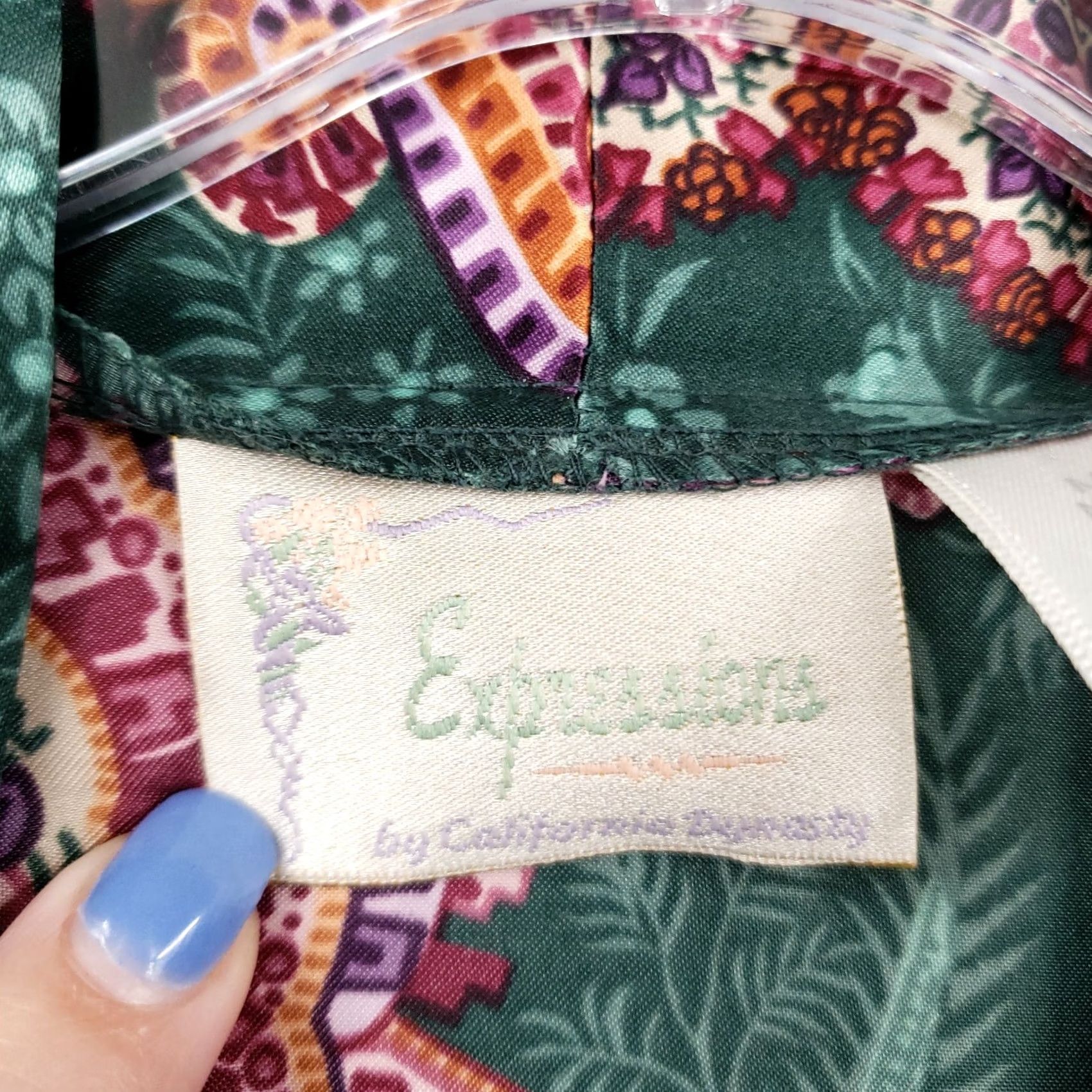 Vintage Expressions Sleep Robe Womens M Medium Green Paisley Kimono Sleeves Sleepwear Size ONE SIZE - 3 Thumbnail