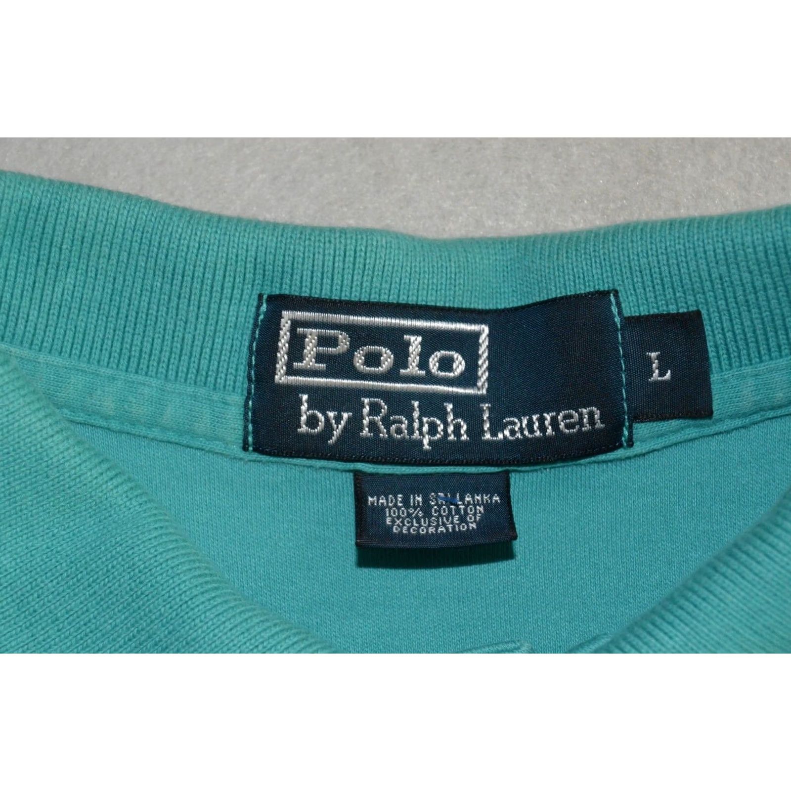 Ralph Lauren VINTAGE Ralph Lauren Polo Polo Shirt Mens Large Teal Blue Cotton Short Sleeve Classic Size US L / EU 52-54 / 3 - 3 Thumbnail