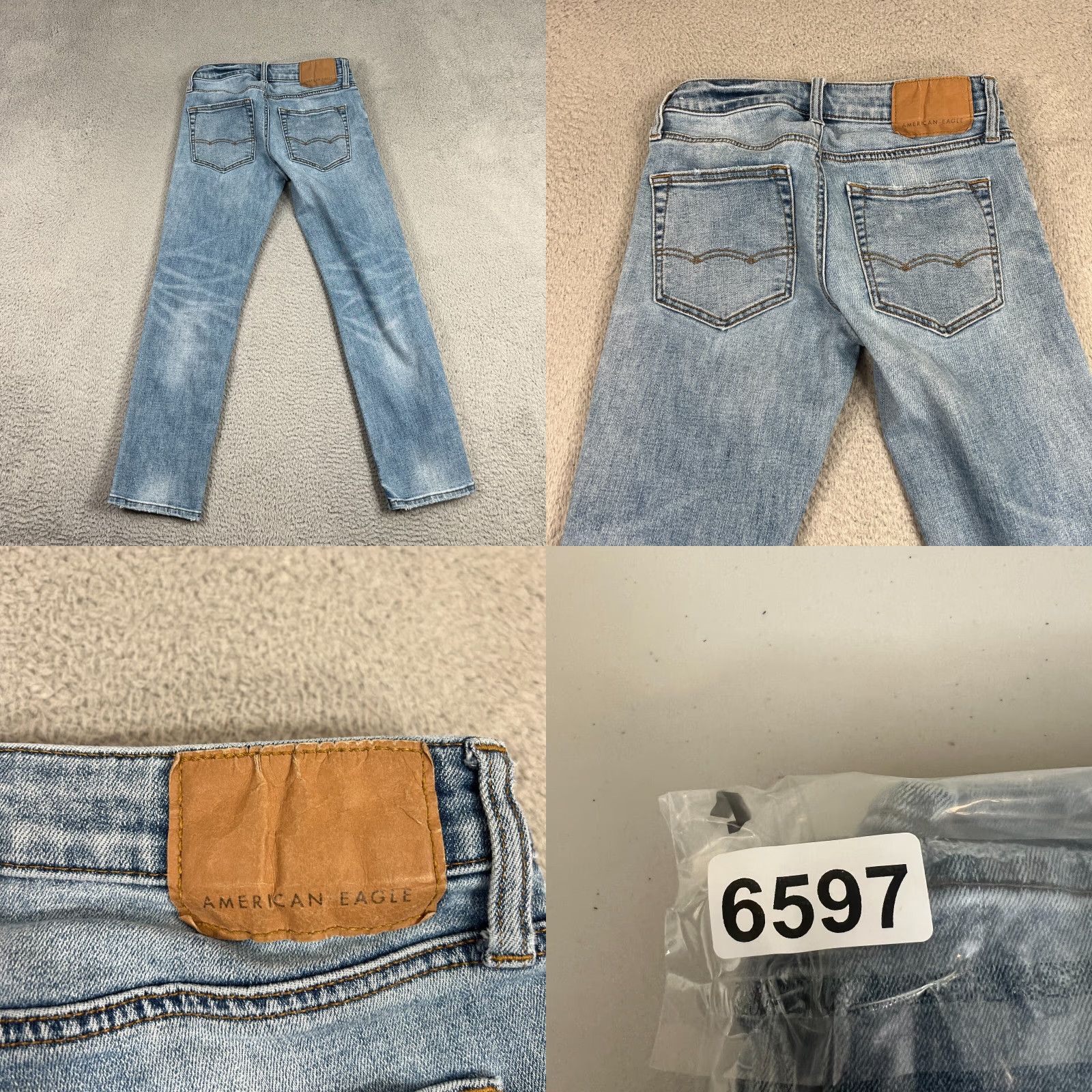 American Eagle Outfitters American Eagle Jeans Mens 26x28 Slim Straight Distressed Denim Blue Stretch Size US 26 / EU 42 - 8 Thumbnail