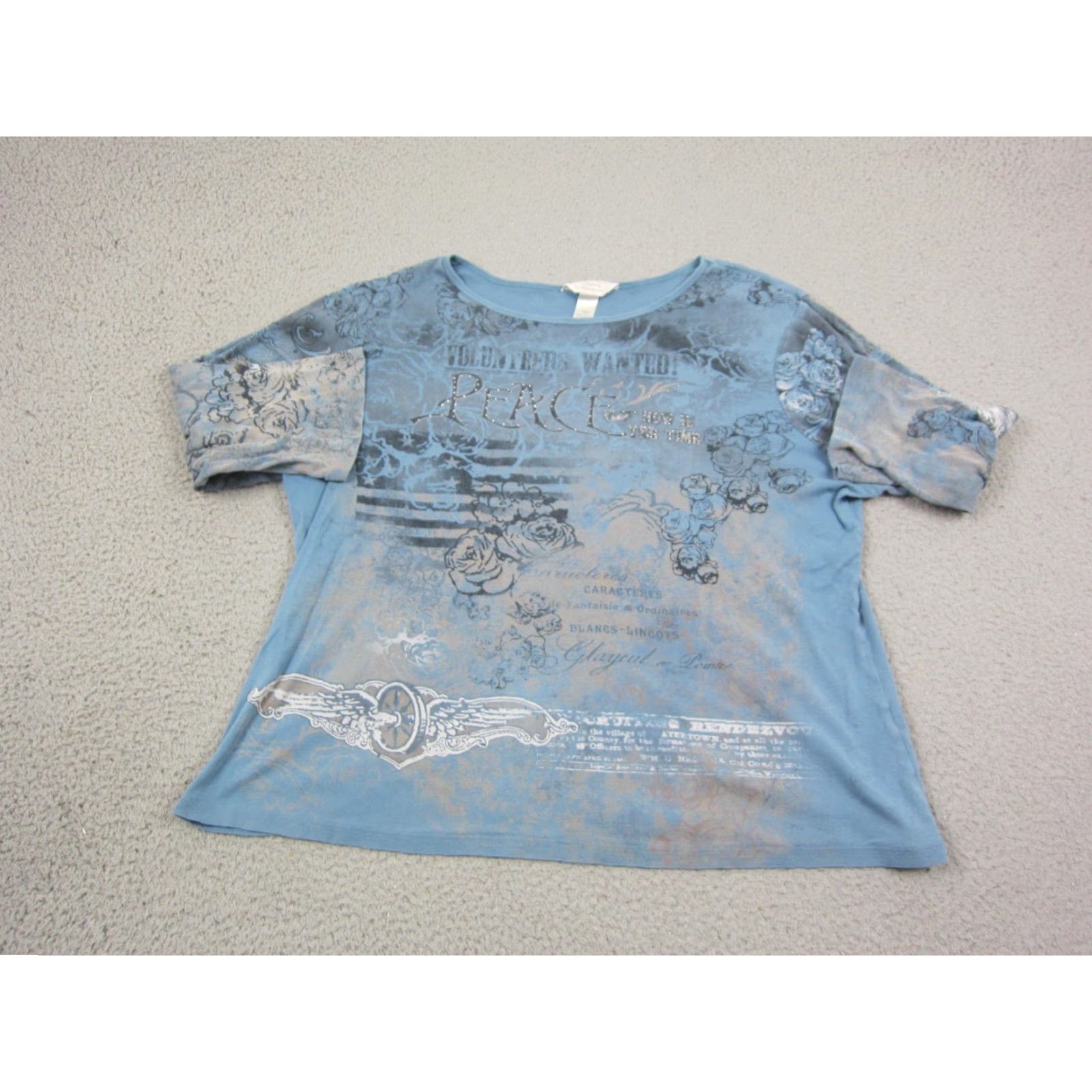 Vintage VINTAGE Christopher & Banks Shirt Womens 1X Plus Blue AOP Made in USA Y2K Shirt Womens Plus 1X Blue Cotton Embroidered Casual Outdoor 90s Womens Size XL / US 12-14 / IT 48-50 - 2 Thumbnail
