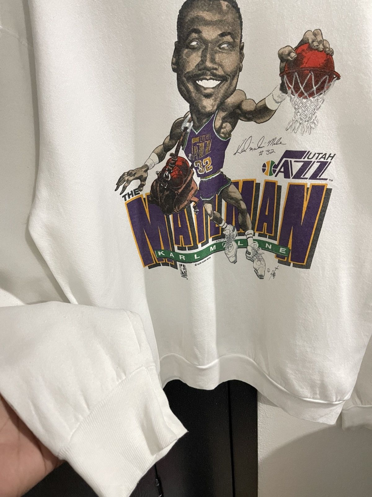 NBA Vintage NBA Utah Jazz Karl Malone The mailman Salem Tshirt Size US XL / EU 56 / 4 - 7 Thumbnail