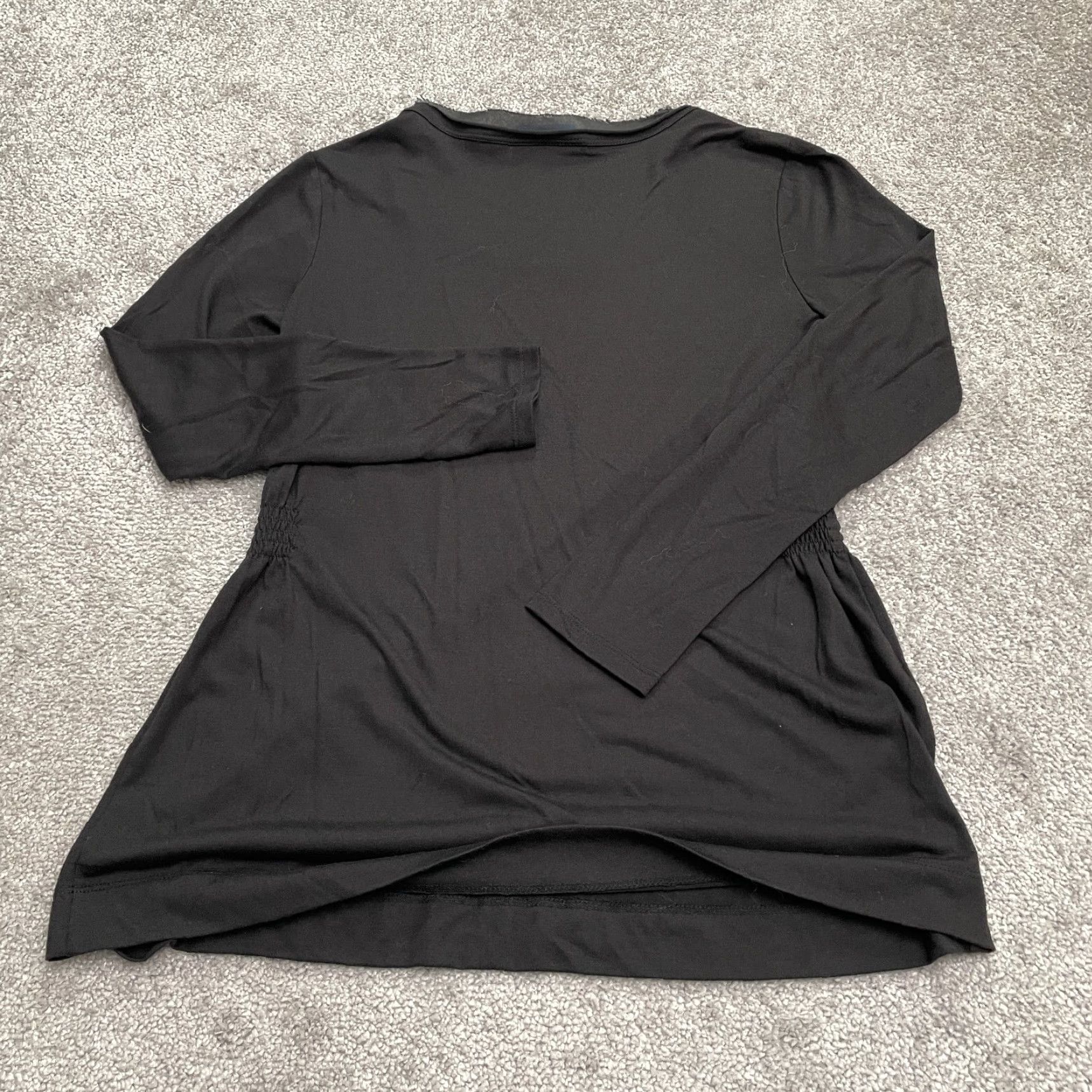 Vintage Simply Ver Vera Wang Blouse Womens Small Black Long Sleeve Round Neck Top Tunic Size S / US 4 / IT 40 - 2 Thumbnail