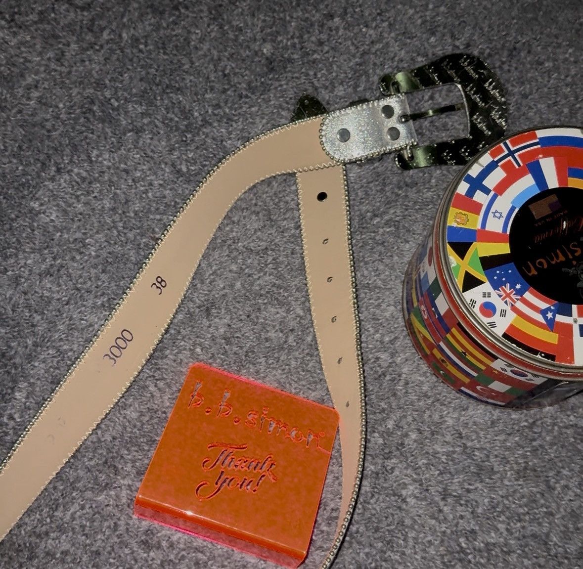 B.B. Simon Gray shiny BB simon belt Size 38 - 5 Thumbnail