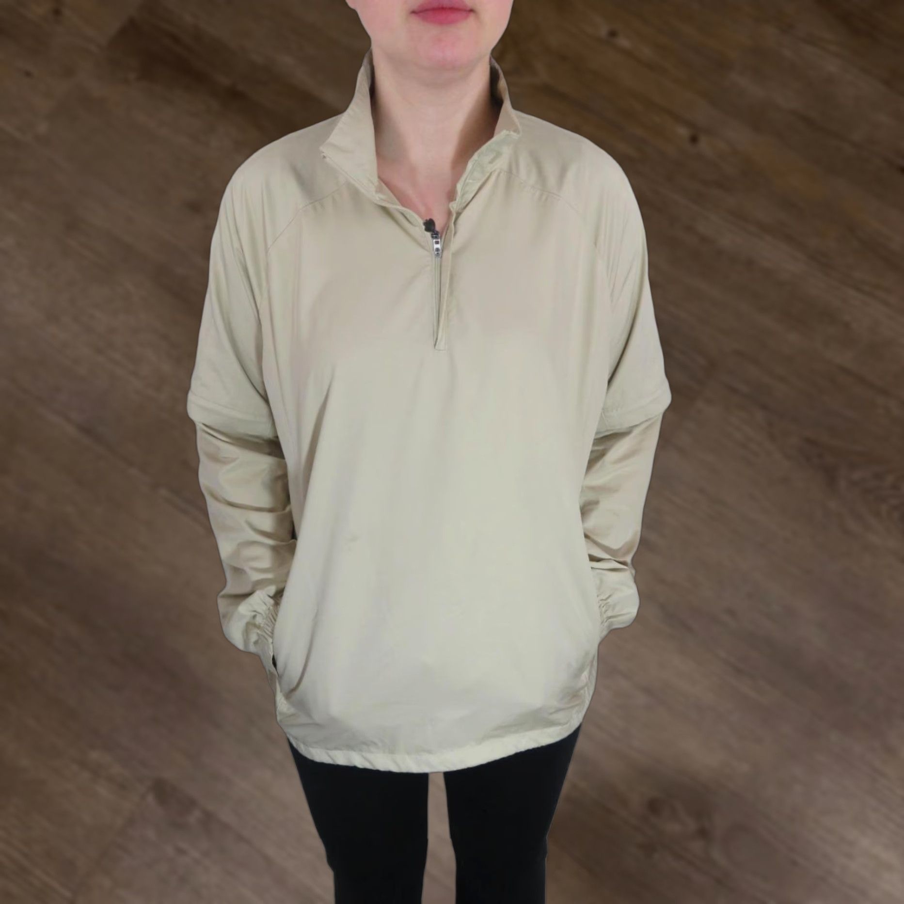 Nike VINTAGE Nike Golf Clima-Fit Lightweight 1/4 Zip Jacket Womens L Tan Windbreaker Coat Size L / US 10 / IT 46 - 1 Thumbnail